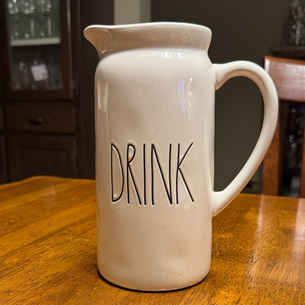 Rae Dunn Cream Ceramic Drink Pitcher. 52oz. Capacity. - Picture 1 of 6